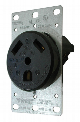 30 Amp Receptacle - Blk, made by Valterra - DG30VP