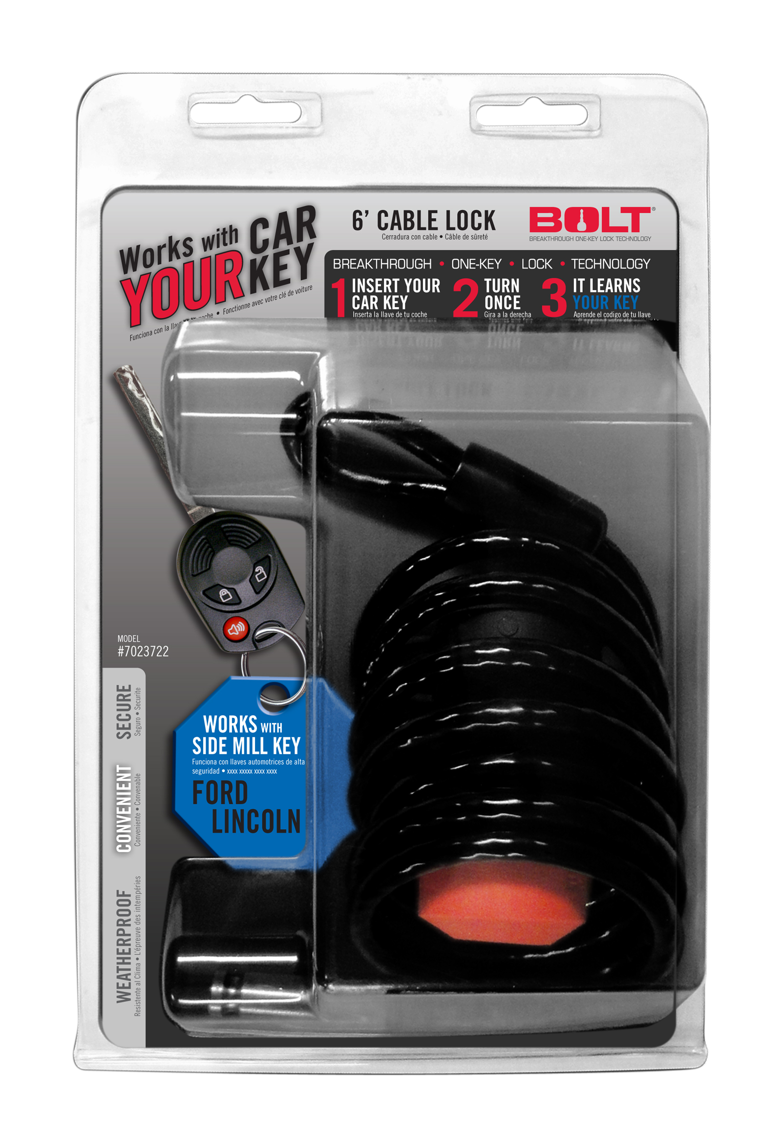 6' Cable Lock Ford Center Cut, made by STRATTEC SEC - 7023722