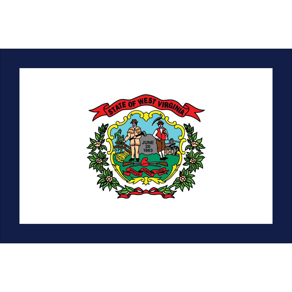 West Virginia State Nylon Flag, made by Flagsource - West Virginia State Nylon Flag, made by Flagsource -