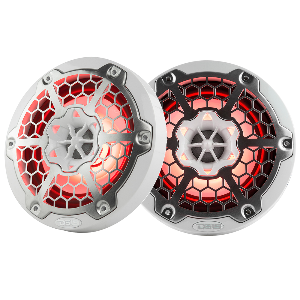 DS18 New Edition HYDRO 6.5" 2-Way Marine Speakers w/RGB LED Lighting 300W - White, made by DS18 - NXL-6M/WH DS18 New Edition HYDRO 6.5" 2-Way Marine Speakers w/RGB LED Lighting 300W - White, made by DS18 - NXL-6M/WH