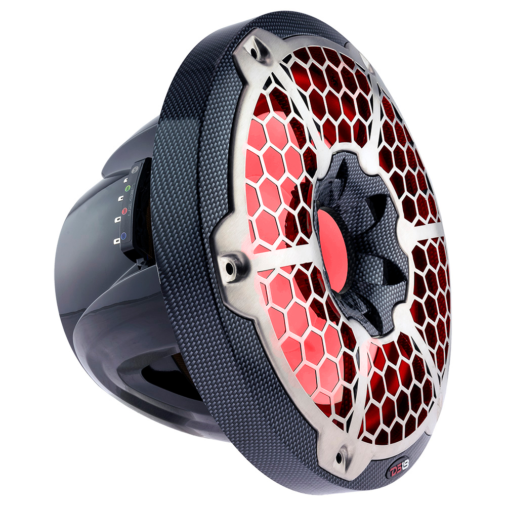DS18 HYDRO 10" Subwoofer w/RGB Lights - 600W - Carbon Fiber, made by DS18 - CF-10SUB DS18 HYDRO 10" Subwoofer w/RGB Lights - 600W - Carbon Fiber, made by DS18 - CF-10SUB