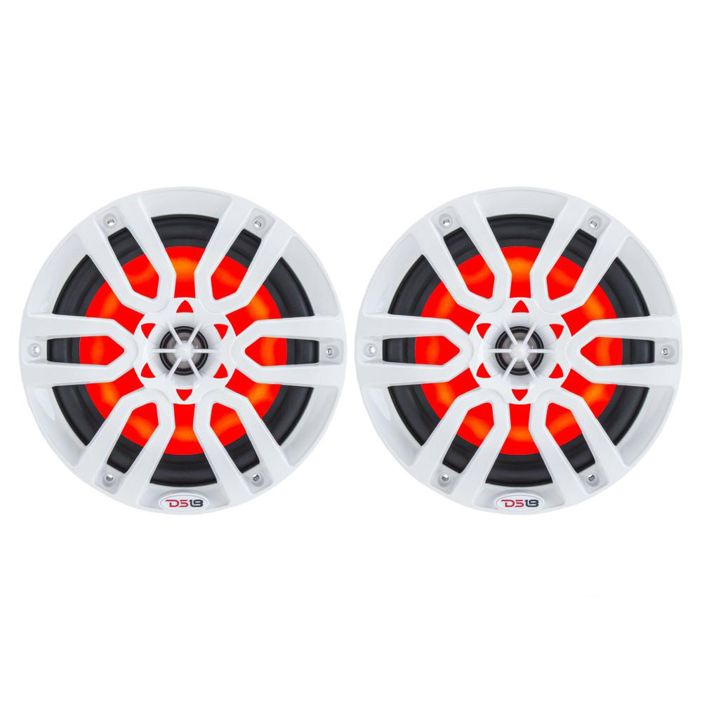 DS18 HYDRO 6.5" 2-Way Marine Speakers w/RGB LED Lights 300W - White, made by DS18 - NXL-6 DS18 HYDRO 6.5" 2-Way Marine Speakers w/RGB LED Lights 300W - White, made by DS18 - NXL-6