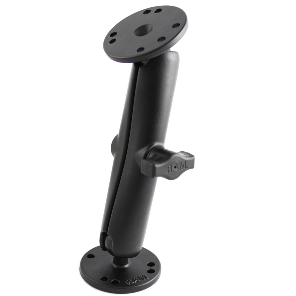 RAM Mount 1" Diameter Ball Mount w/Long Double Socket Arm & 2/2.5" Round Bases - AMPS Hole Pattern (7-5/16" Length), made by RAM Mounting Systems - RAM-B-101U-C RAM Mount 1" Diameter Ball Mount w/Long Double Socket Arm & 2/2.5" Round Bases - AMPS Hole Pattern (7-5/16" Length), made by RAM Mounting Systems - RAM-B-101U-C