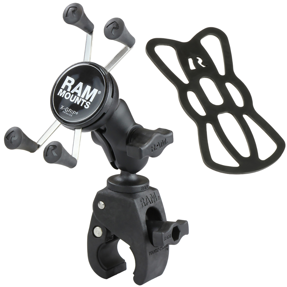 RAM Mount Small Tough-Claw™ Base w/Short Double Socket Arm and Universal X-Grip® Cell/iPhone Cradle, made by RAM Mounting Systems - RAM-B-400-A-HOL-UN7BU RAM Mount Small Tough-Claw™ Base w/Short Double Socket Arm and Universal X-Grip® Cell/iPhone Cradle, made by RAM Mounting Systems - RAM-B-400-A-HOL-UN7BU