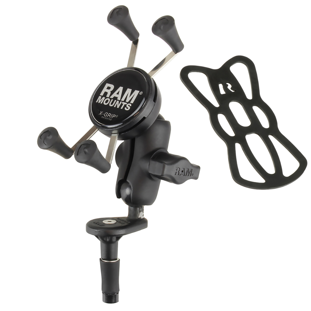 RAM Mount Fork Stem Mount w/Short Double Socket Arm & Universal X-Grip® Cell/iPhone Cradle, made by RAM Mounting Systems - RAM-B-176-A-UN7U RAM Mount Fork Stem Mount w/Short Double Socket Arm & Universal X-Grip® Cell/iPhone Cradle, made by RAM Mounting Systems - RAM-B-176-A-UN7U