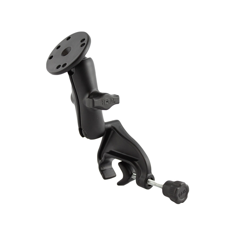 RAM Mount Yoke Clamp Mount w/Double Socket Arm & Round Base, made by RAM Mounting Systems - RAM-B-121-202U RAM Mount Yoke Clamp Mount w/Double Socket Arm & Round Base, made by RAM Mounting Systems - RAM-B-121-202U