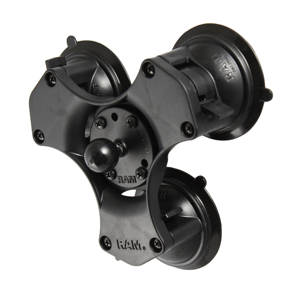 RAM Mount Twist-Lock Triple Suction Cup Ball Base, made by RAM Mounting Systems - RAP-B-365-224-1U RAM Mount Twist-Lock Triple Suction Cup Ball Base, made by RAM Mounting Systems - RAP-B-365-224-1U