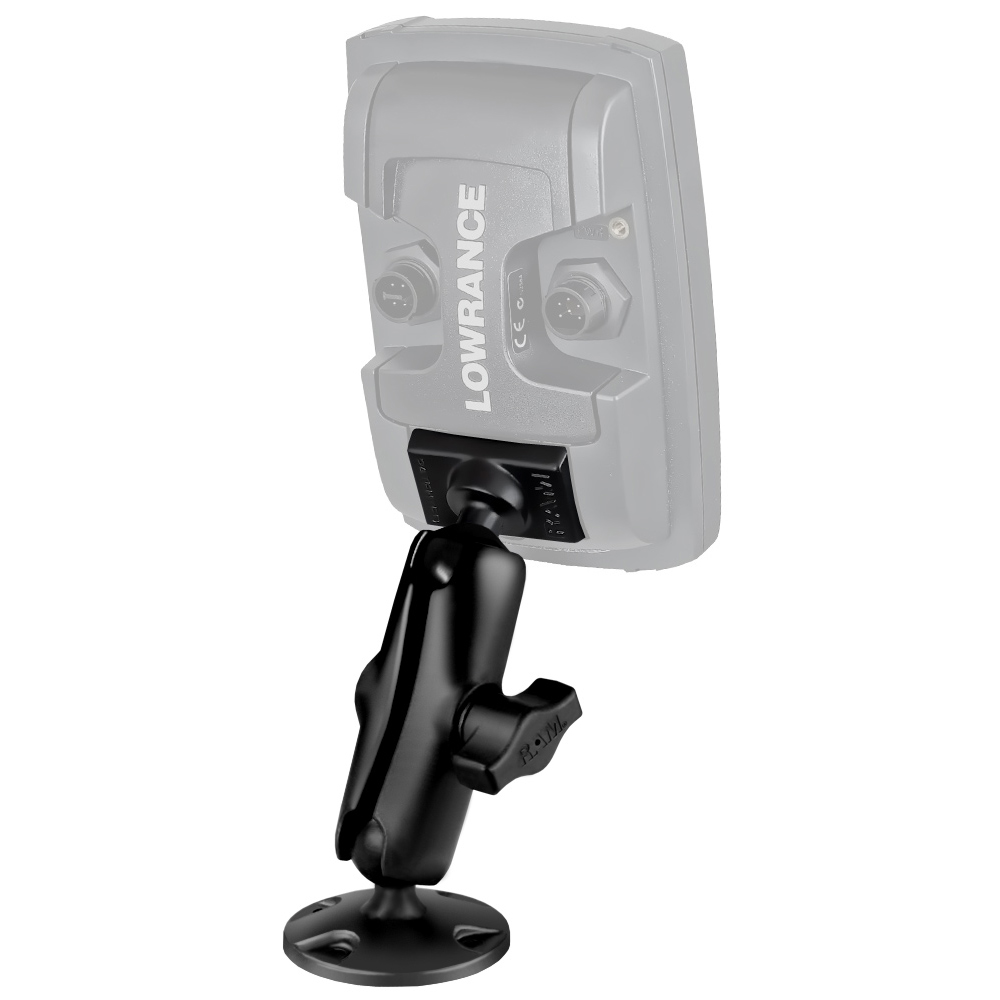 RAM Mount 1" Ball "Light Use" Composite Mount f/Lowrance Elite-4 & Mark-4 Series Fishfinders, made by RAM Mounting Systems - RAP-B-101U-LO11 RAM Mount 1" Ball "Light Use" Composite Mount f/Lowrance Elite-4 & Mark-4 Series Fishfinders, made by RAM Mounting Systems - RAP-B-101U-LO11
