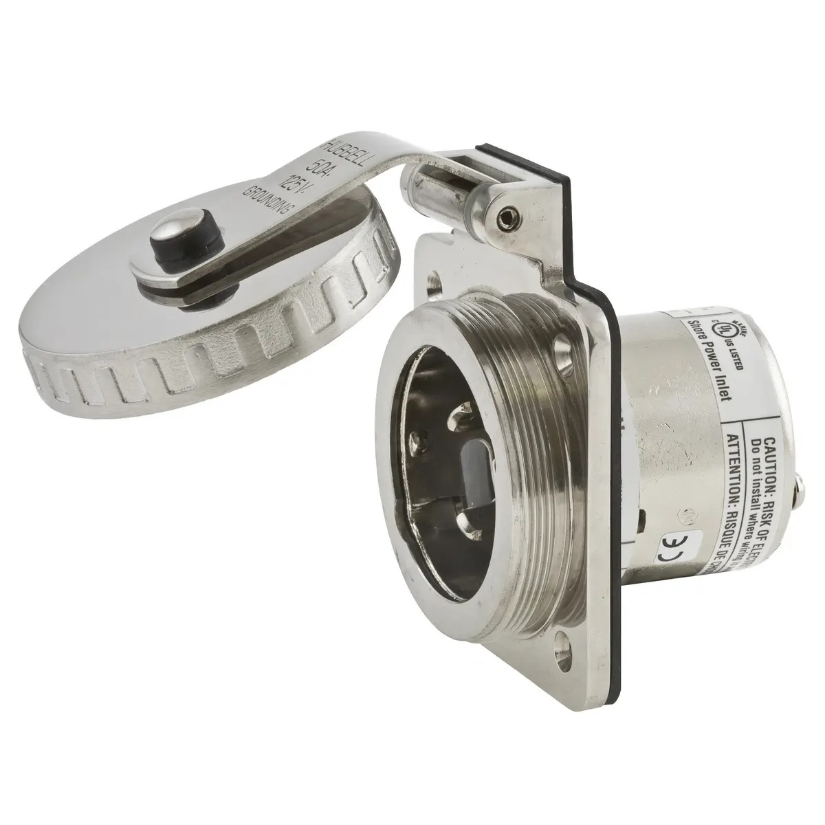 Hubbell Hbl503ss Inlet Round 50a 125v, made by Hubbell Wiring - HBL503SS Hubbell Hbl503ss Inlet Round 50a 125v, made by Hubbell Wiring - HBL503SS