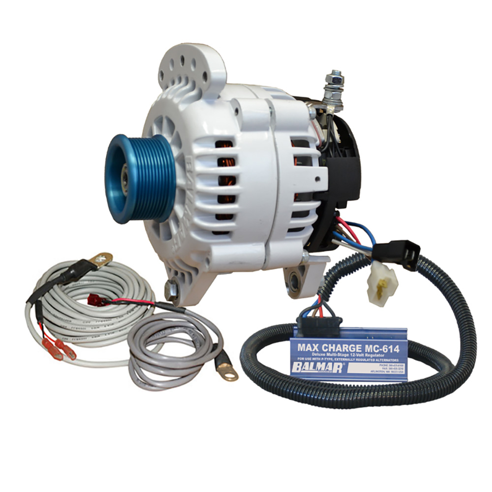 Balmar Alternator 120 AMP Kit 120V 3.15" Dual Foot Saddle J10 Pulley Regulator & Temp Sensor, made by Balmar - 60-YP-MC-120-J10 Balmar Alternator 120 AMP Kit 120V 3.15" Dual Foot Saddle J10 Pulley Regulator & Temp Sensor, made by Balmar - 60-YP-MC-120-J10