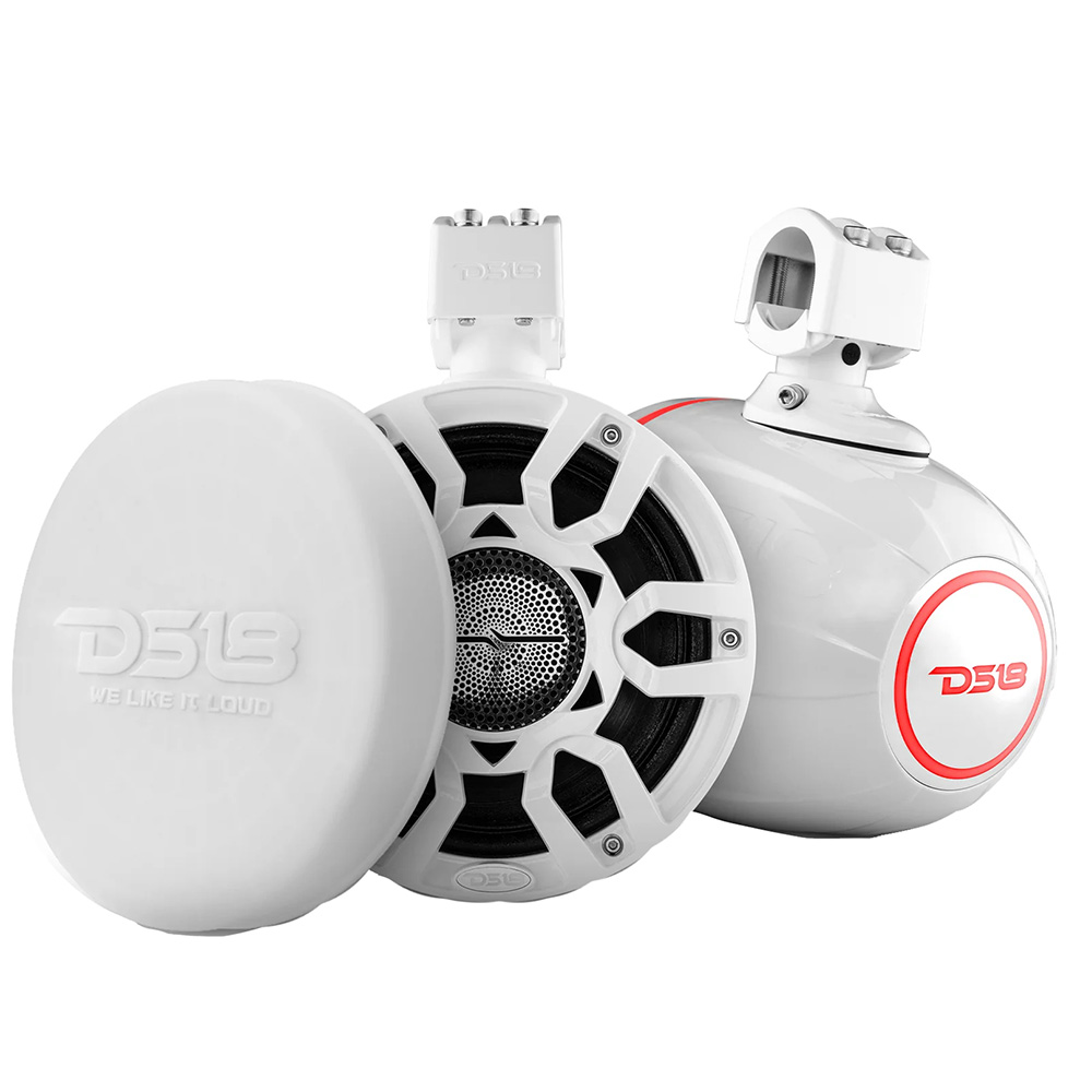DS18 HYDRO 8" Marine Tower Speakers w/RGB LED Lights & Pro Audio Loudspeakers - White, made by DS18 - NXL-X8PRO/WH DS18 HYDRO 8" Marine Tower Speakers w/RGB LED Lights & Pro Audio Loudspeakers - White, made by DS18 - NXL-X8PRO/WH