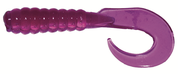 Big Bite 2"" Curl Tail Grub Purple 10 Pk, made by Big Bite Baits - CTG202