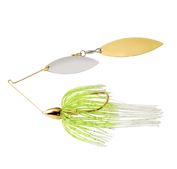 War Eagle Gold Dbl Wil Spinnerbait Wht Cht, made by War Eagle Baits - WE38GWR02