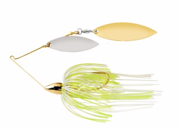 War Eagle Gld Dbl Wil Spinnrbt Hot Wht Cht, made by War Eagle Baits - WE12GW16