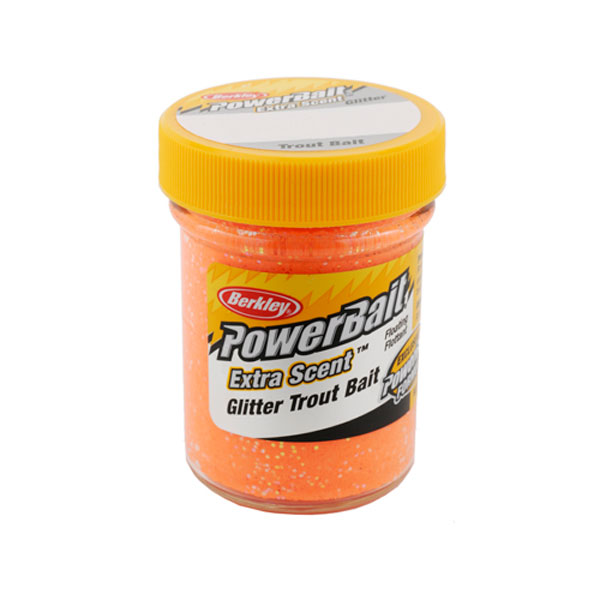 Berk Power Flo Orng Gltr Trout Bait, made by Berkley - STBGFO Berk Power Flo Orng Gltr Trout Bait, made by Berkley - STBGFO