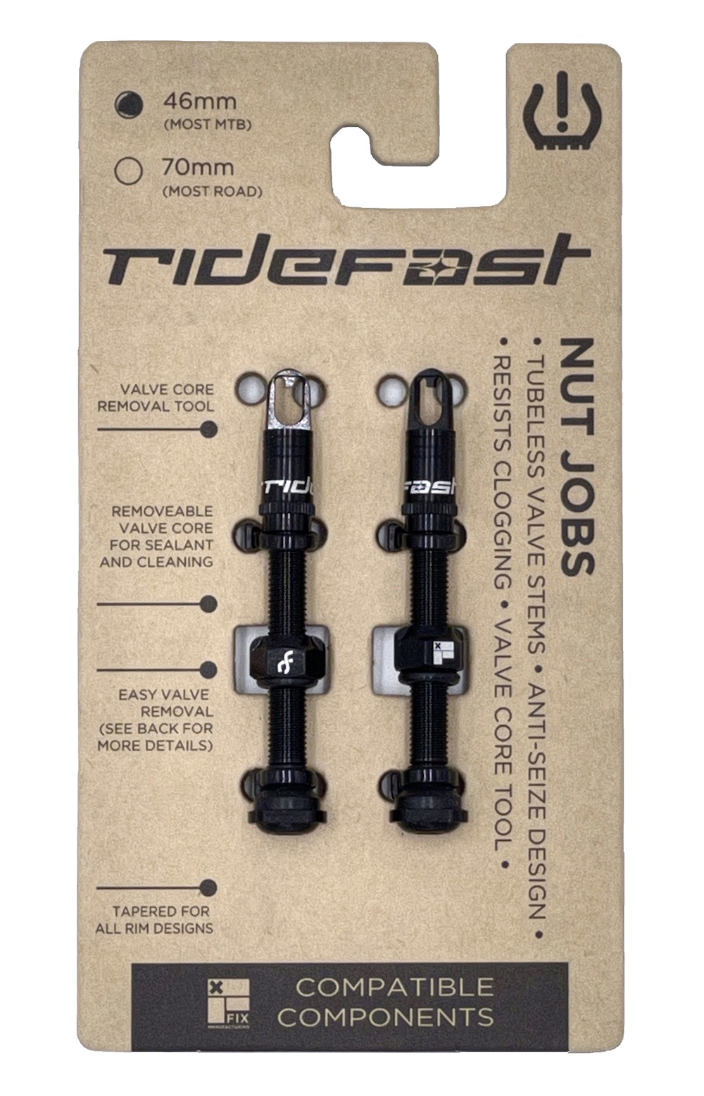 Fix Mfg RideFast Nut Jobs Tubeless Valve Stems 46mm, made by FIX MANUFACTURING - Fix Mfg RideFast Nut Jobs Tubeless Valve Stems 46mm, made by FIX MANUFACTURING -