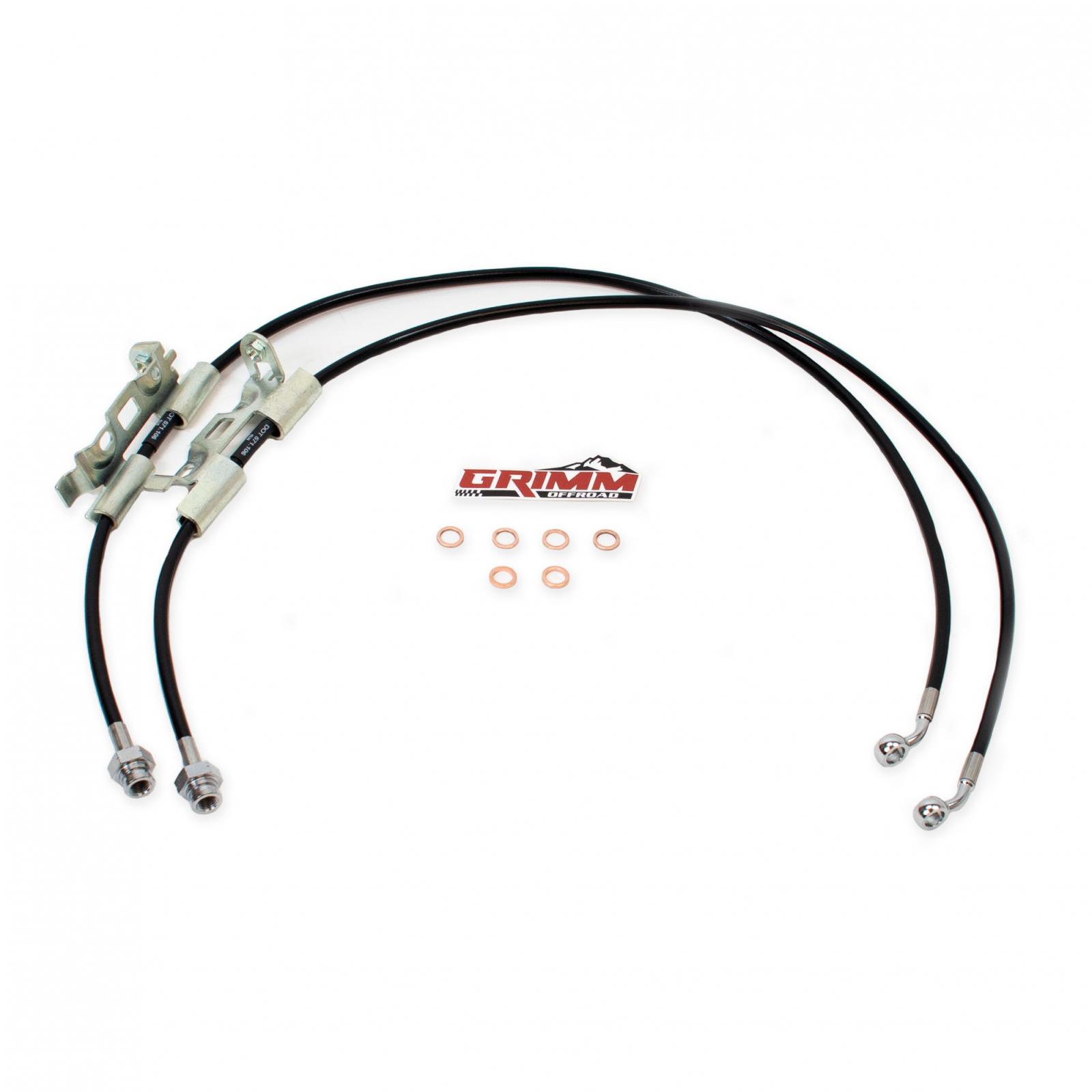 Jeep JL/JT Front Brake Line Kit Black Grimm Offroad, made by Grimm Offroad - GOR10051 Jeep JL/JT Front Brake Line Kit Black Grimm Offroad, made by Grimm Offroad - GOR10051