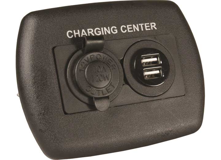 12v/usb Charging Center Black, made by JR PRODUCTS - 15095