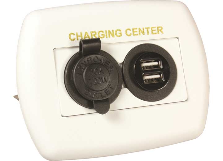 12v/usb Charging Center White, made by JR PRODUCTS - 15085 12v/usb Charging Center White, made by JR PRODUCTS - 15085