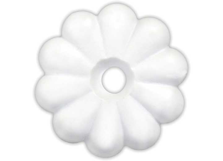 Plastic Rosettes White 14/pkg, made by JR PRODUCTS - 20455