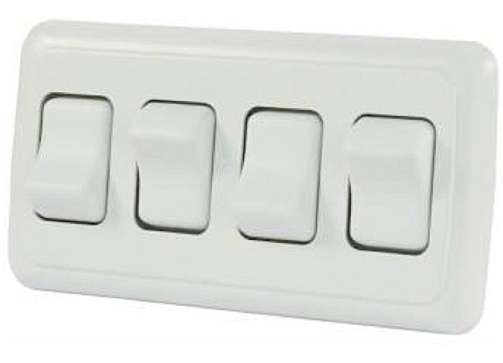 Quad Rocker Switch Assembly W/bezel White, made by JR PRODUCTS - 12331
