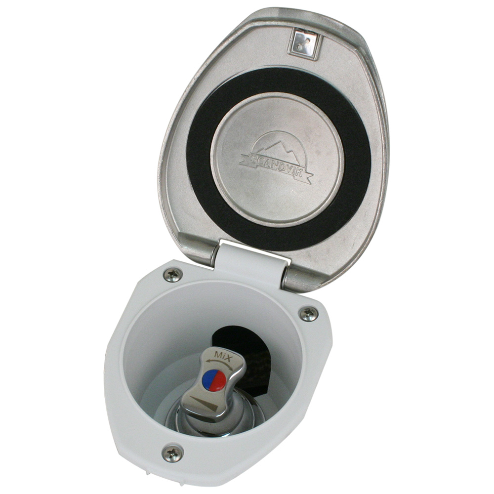 Scandvik Recessed T-Handle Mixing Valve - SS w/White Cup, made by Scandvik - 12134 Scandvik Recessed T-Handle Mixing Valve - SS w/White Cup, made by Scandvik - 12134