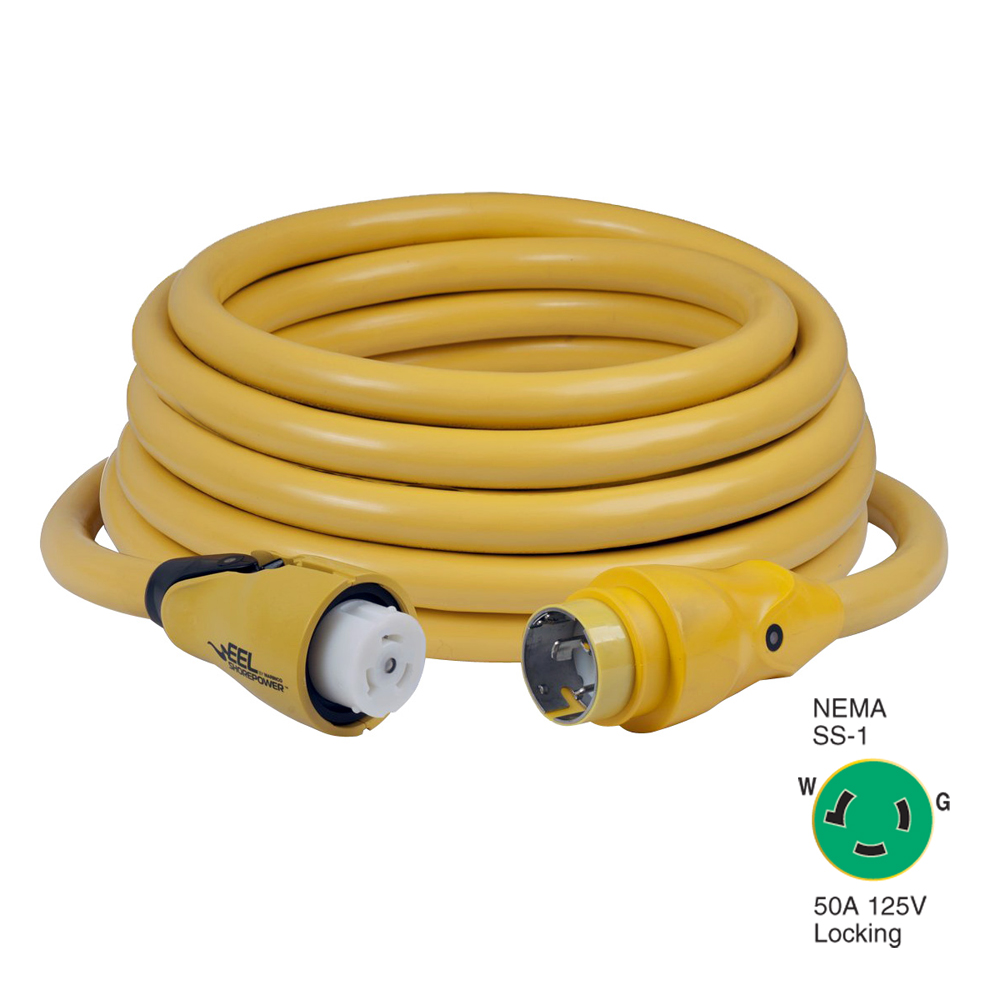 Marinco CS503-50 EEL 50A 125V Shore Power Cordset - 50' - Yellow - CS503-50, made by Marinco - CS503-50 Marinco CS503-50 EEL 50A 125V Shore Power Cordset - 50' - Yellow - CS503-50, made by Marinco - CS503-50