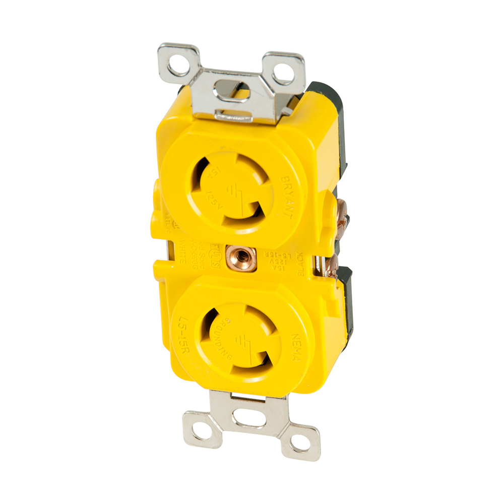 Marinco Locking Receptacle - 15A, 125V - Yellow - 4700CR, made by Marinco - 4700CR Marinco Locking Receptacle - 15A, 125V - Yellow - 4700CR, made by Marinco - 4700CR
