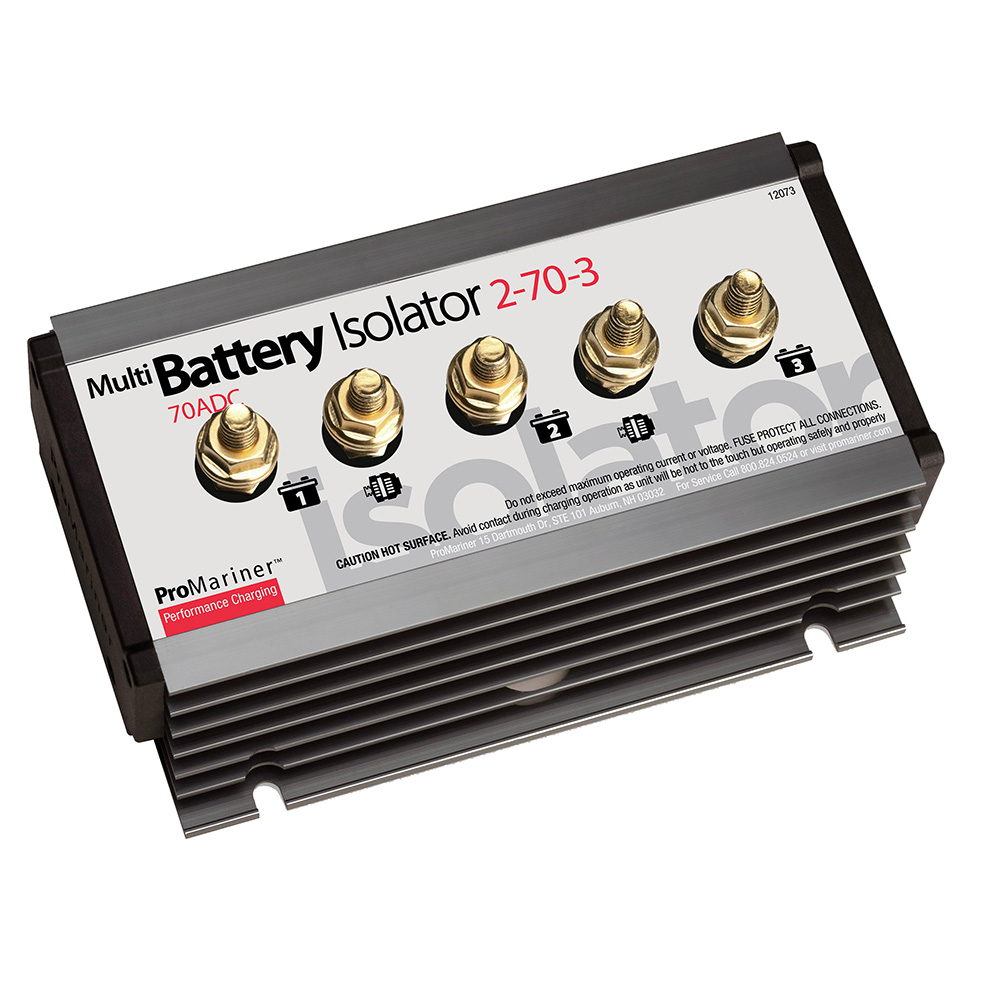 ProMariner Battery Isolator - 2 Alternator - 3 Battery - 70 AMP - 12073, made by ProMariner - 12073 ProMariner Battery Isolator - 2 Alternator - 3 Battery - 70 AMP - 12073, made by ProMariner - 12073