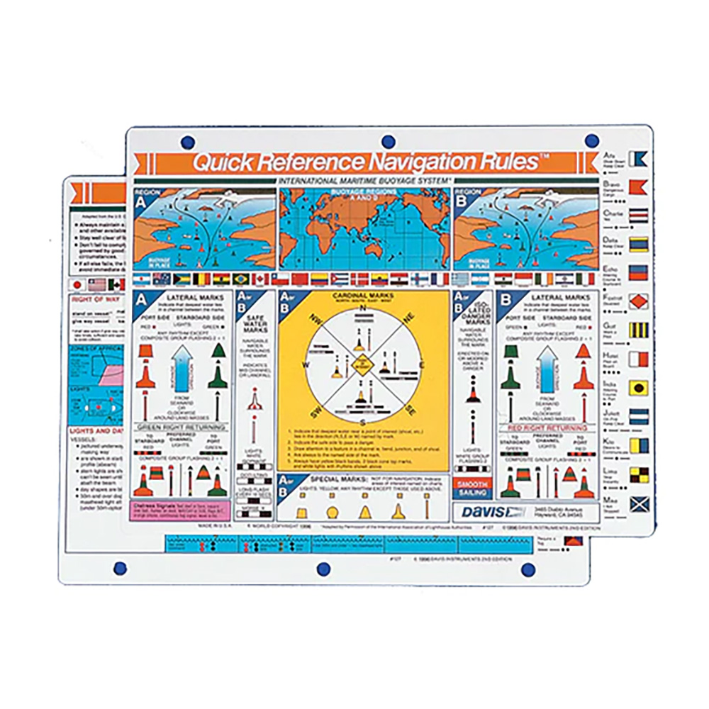 Davis Quick Reference International Navigation Rules Card - 127, made by Davis Instruments - 127 Davis Quick Reference International Navigation Rules Card - 127, made by Davis Instruments - 127