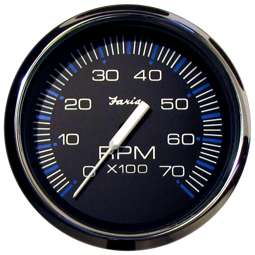 Faria Chesapeake Black 4" Tachometer - 7000 RPM (Gas) (All Outboards) - 33718, made by Faria Beede Instruments - 33718 Faria Chesapeake Black 4" Tachometer - 7000 RPM (Gas) (All Outboards) - 33718, made by Faria Beede Instruments - 33718