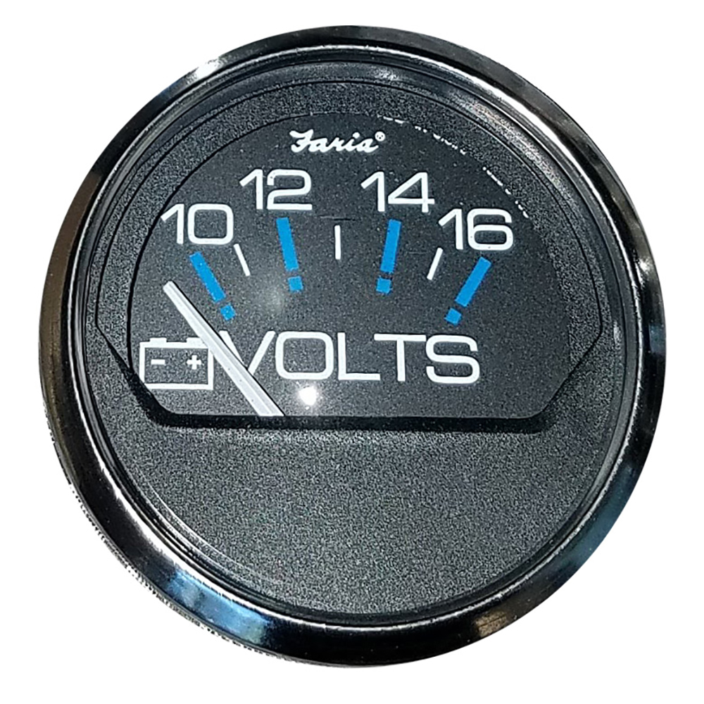 Faria Chesapeake Black 2" Voltmeter (10-16 VDC) - 13705, made by Faria Beede Instruments - 13705 Faria Chesapeake Black 2" Voltmeter (10-16 VDC) - 13705, made by Faria Beede Instruments - 13705