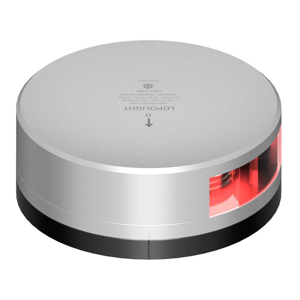Lopolight Red Port Light - 2NM - Silver Housing w/FB Base - 301-009-FB, made by Lopolight - 301-009-FB Lopolight Red Port Light - 2NM - Silver Housing w/FB Base - 301-009-FB, made by Lopolight - 301-009-FB