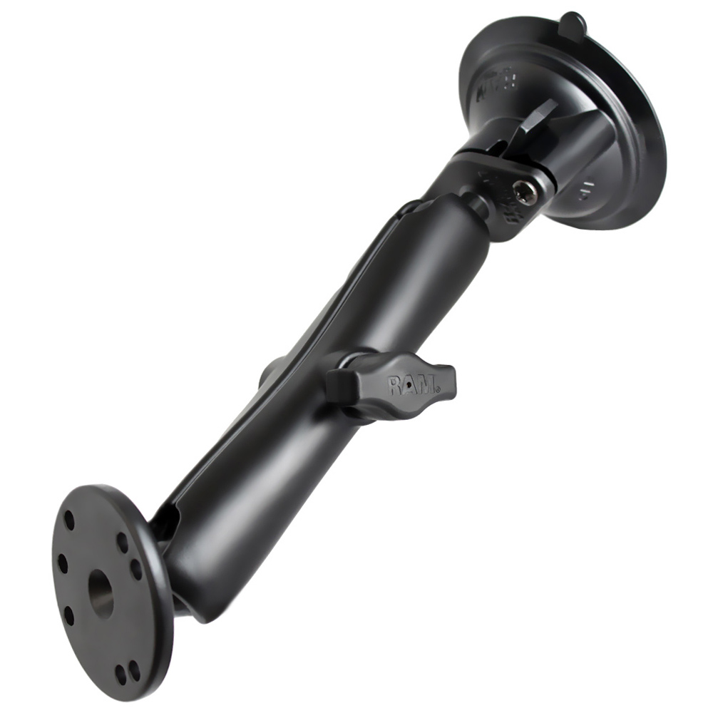RAM Mount Twist Lock Suction Cup Mount w/Long Double Socket Arm & 2.5" Round Base - AMPS Hole Pattern (9" Length) - RAM-B-166-C-202U, made by RAM Mounting Systems - RAM-B-166-C-202U RAM Mount Twist Lock Suction Cup Mount w/Long Double Socket Arm & 2.5" Round Base - AMPS Hole Pattern (9" Length) - RAM-B-166-C-202U, made by RAM Mounting Systems - RAM-B-166-C-202U