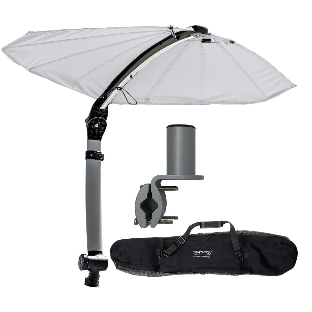 TACO ShadeFin Mini w/White Fabric - Bag & Round Rail Mount Kit - T10-4000-16, made by TACO Marine - T10-4000-16 TACO ShadeFin Mini w/White Fabric - Bag & Round Rail Mount Kit - T10-4000-16, made by TACO Marine - T10-4000-16