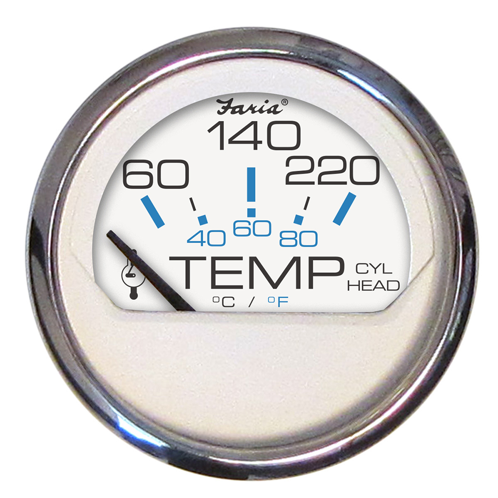 Faria Chesapeake White SS 2" Cylinder Head Temperature Gauge (60-220°F) - 13806, made by Faria Beede Instruments - 13806 Faria Chesapeake White SS 2" Cylinder Head Temperature Gauge (60-220°F) - 13806, made by Faria Beede Instruments - 13806