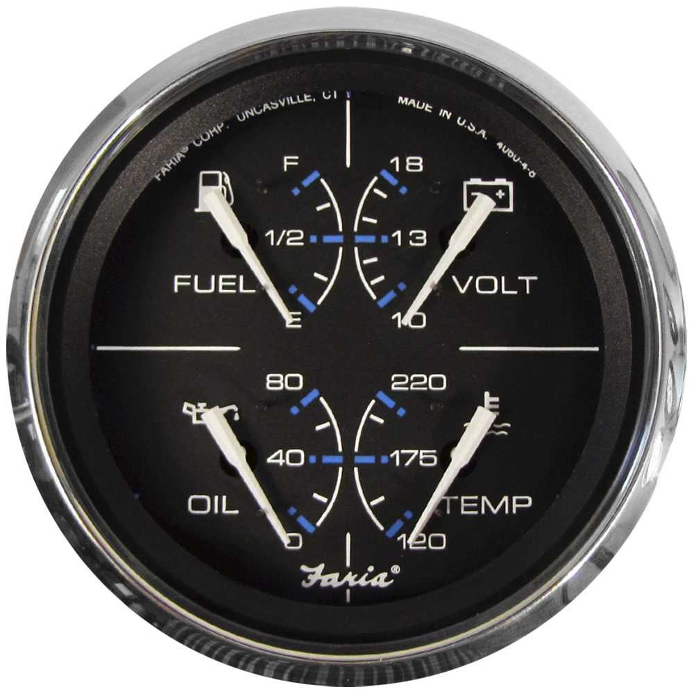 Faria Chesapeake Black 4" Multifunction Gauge - 33751, made by Faria Beede Instruments - 33751 Faria Chesapeake Black 4" Multifunction Gauge - 33751, made by Faria Beede Instruments - 33751