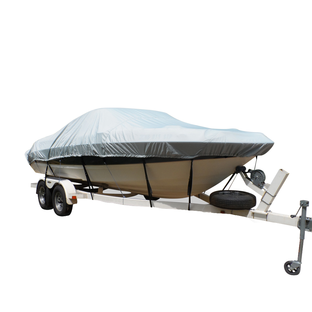 Carver Flex-Fit™ PRO Polyester Size 1 Boat Cover f/V-Hull Fishing Boats & Jon Boats - Grey - 79001, made by Carver by Covercraft - 79001 Carver Flex-Fit™ PRO Polyester Size 1 Boat Cover f/V-Hull Fishing Boats & Jon Boats - Grey - 79001, made by Carver by Covercraft - 79001