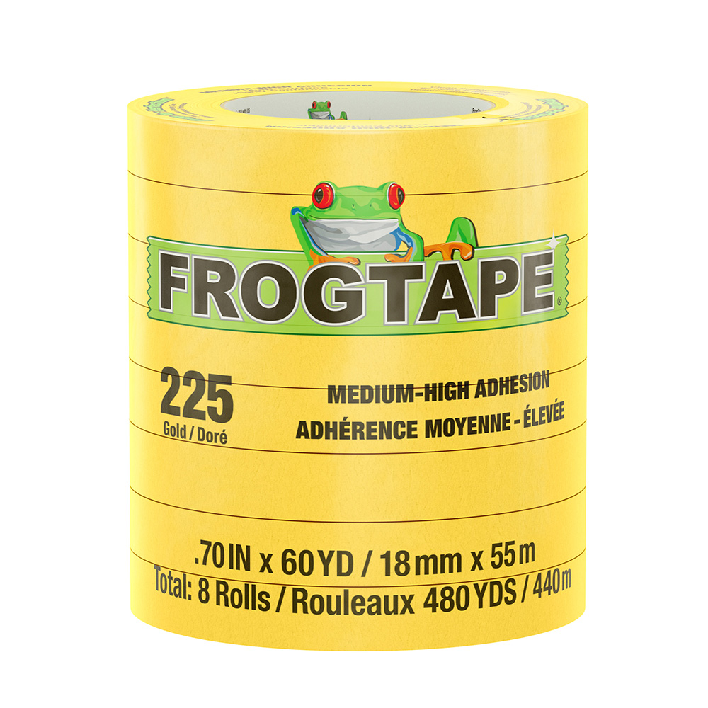 FrogTape CP 225 Medium-High Adhesion Masking Tape - 18MM x 55M x 8-Pack - Gold - Rated for 225°F - 105545, made by FrogTape - 105545 FrogTape CP 225 Medium-High Adhesion Masking Tape - 18MM x 55M x 8-Pack - Gold - Rated for 225°F - 105545, made by FrogTape - 105545
