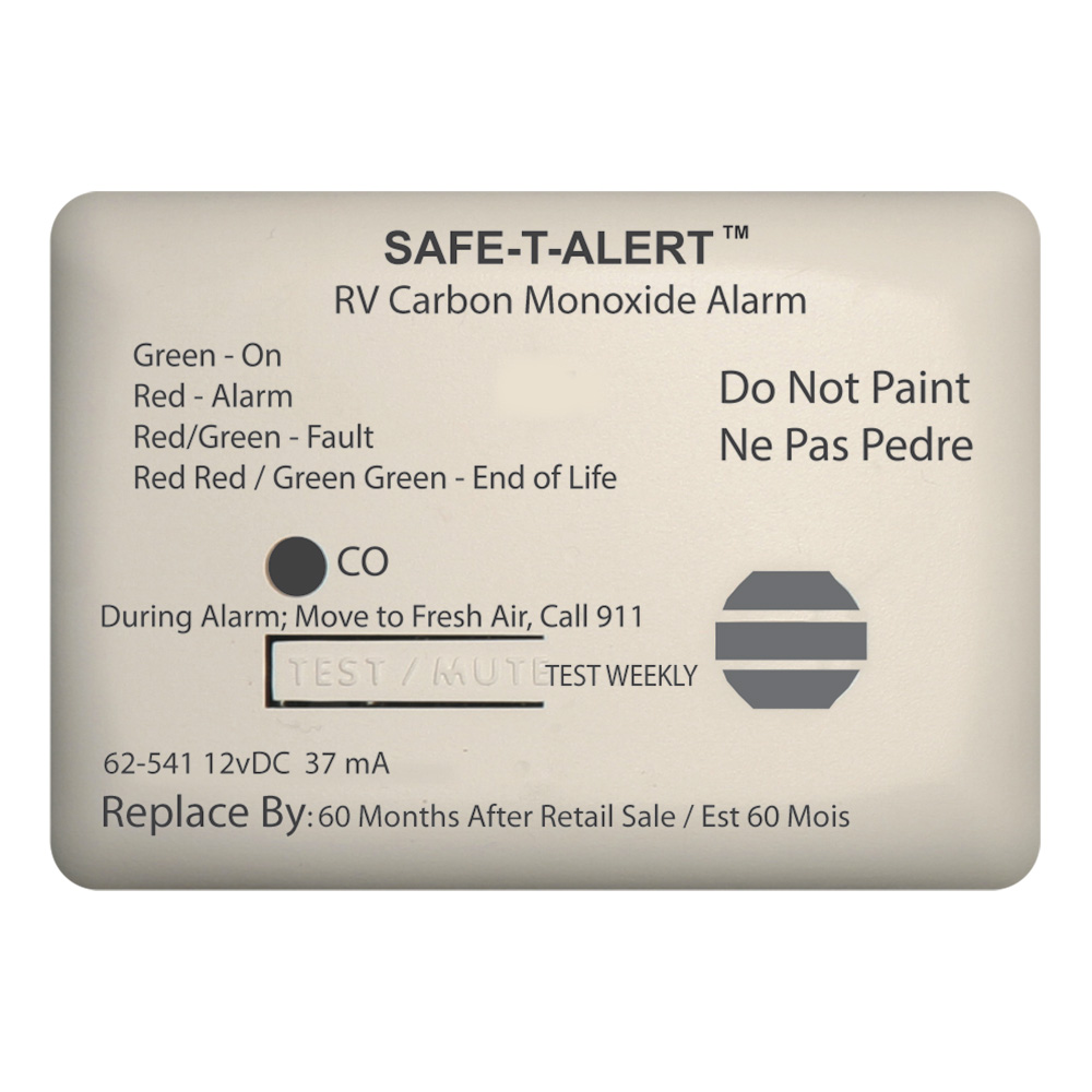 Safe-T-Alert 62 Series Carbon Monoxide Alarm - 12V - RV Surface Mount - White - 62-541-WT, made by Safe-T-Alert - 62-541-WT Safe-T-Alert 62 Series Carbon Monoxide Alarm - 12V - RV Surface Mount - White - 62-541-WT, made by Safe-T-Alert - 62-541-WT