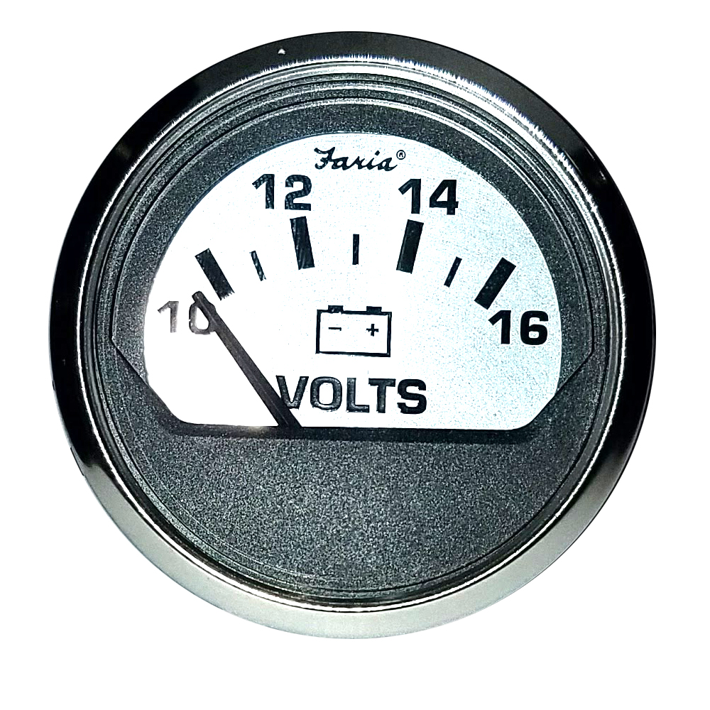 Faria Spun Silver 2" Voltmeter - 16023, made by Faria Beede Instruments - 16023 Faria Spun Silver 2" Voltmeter - 16023, made by Faria Beede Instruments - 16023