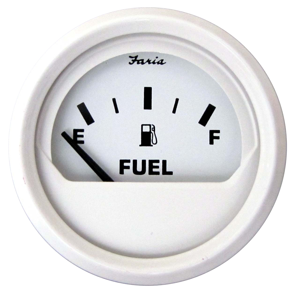 Faria Dress White 2" Fuel Level Gauge (E-1/2-F) - 13101, made by Faria Beede Instruments - 13101 Faria Dress White 2" Fuel Level Gauge (E-1/2-F) - 13101, made by Faria Beede Instruments - 13101