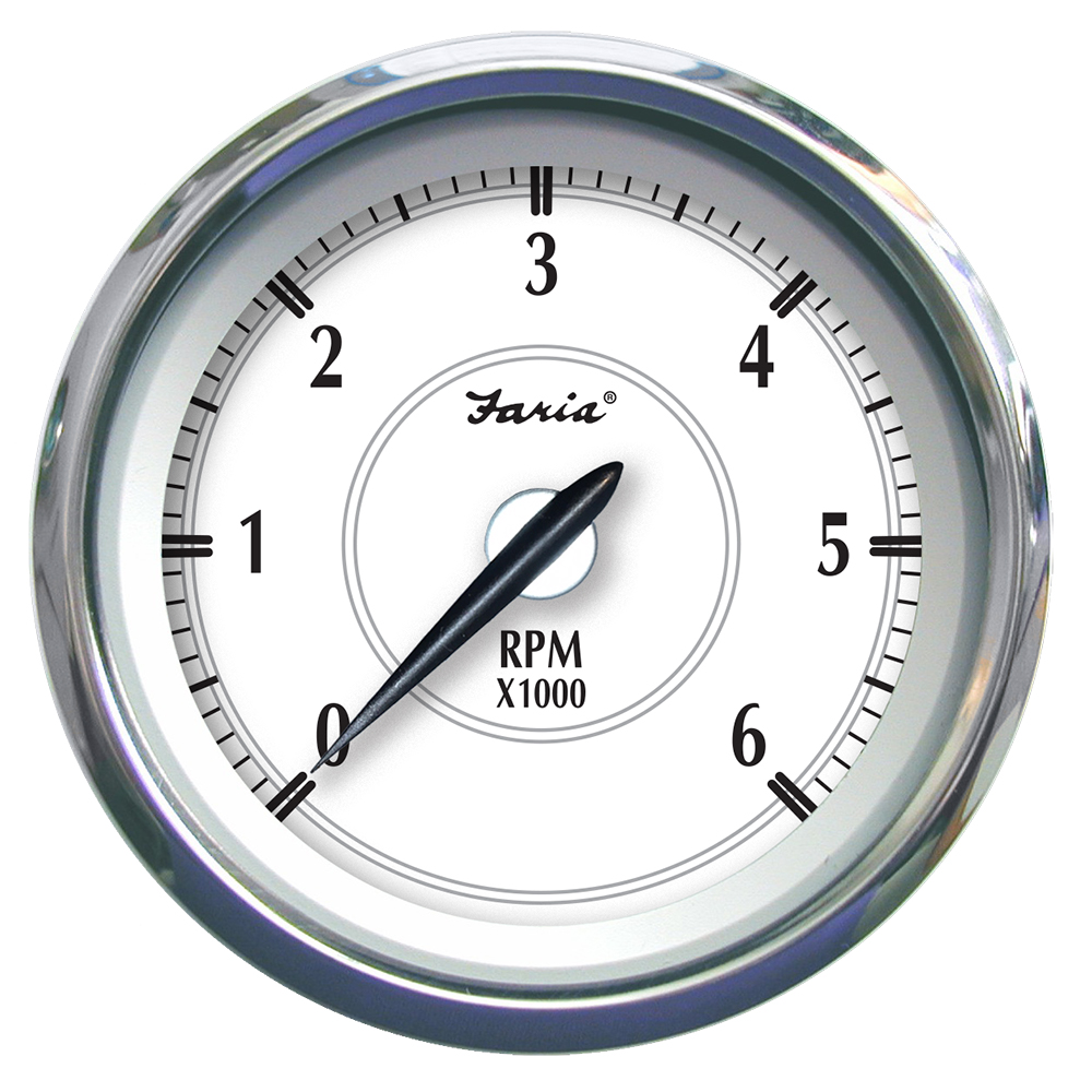 Faria Newport SS 4" Tachometer f/Gas Inboard/Outboard - 0 to 6000 RPM - 45002, made by Faria Beede Instruments - 45002 Faria Newport SS 4" Tachometer f/Gas Inboard/Outboard - 0 to 6000 RPM - 45002, made by Faria Beede Instruments - 45002