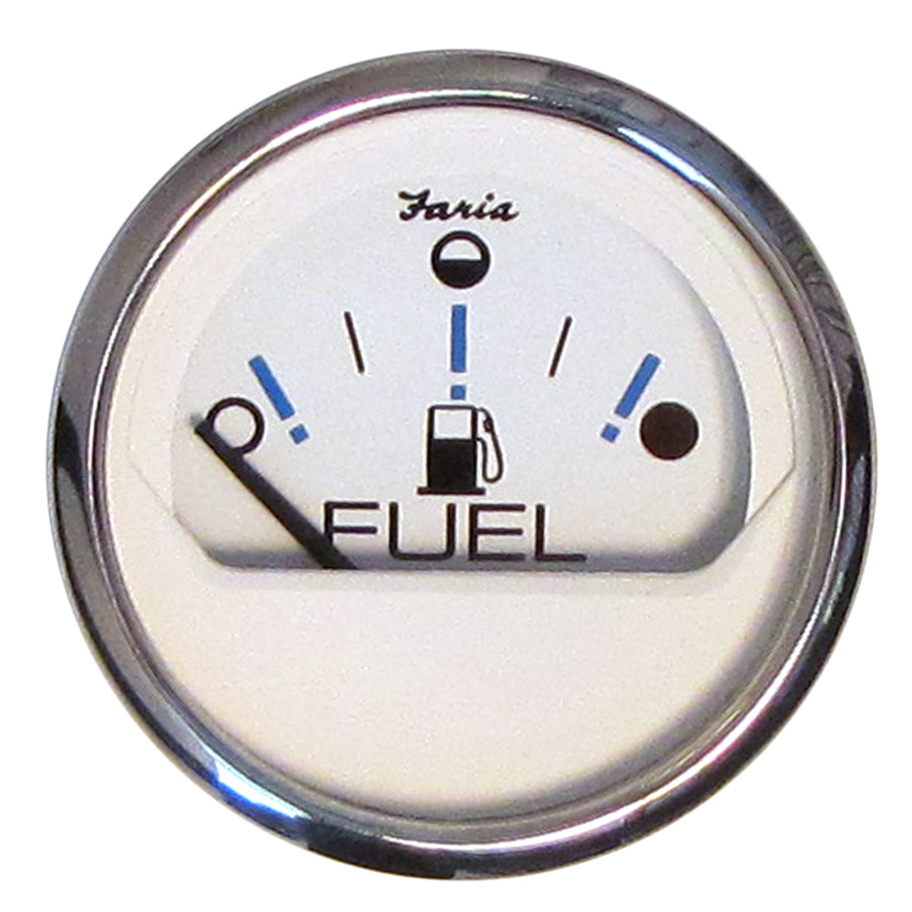 Faria Chesapeake White SS 2" Fuel Level Gauge - Metric (E-1/2-F) - 13818, made by Faria Beede Instruments - 13818 Faria Chesapeake White SS 2" Fuel Level Gauge - Metric (E-1/2-F) - 13818, made by Faria Beede Instruments - 13818