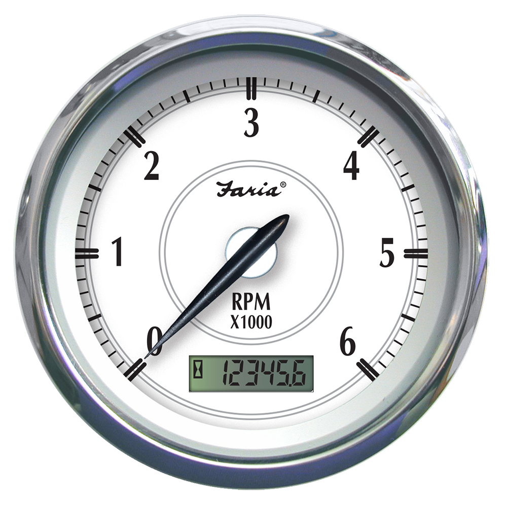 Faria Newport SS 4" Tachometer w/Hourmeter f/Gas Outboard - 7000 RPM - 45005, made by Faria Beede Instruments - 45005 Faria Newport SS 4" Tachometer w/Hourmeter f/Gas Outboard - 7000 RPM - 45005, made by Faria Beede Instruments - 45005