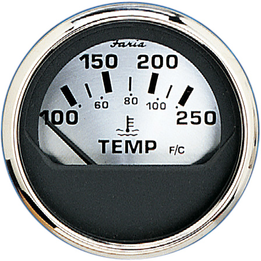 Faria Spun Silver 2" Water Temp Gauge - 16004, made by Faria Beede Instruments - 16004 Faria Spun Silver 2" Water Temp Gauge - 16004, made by Faria Beede Instruments - 16004