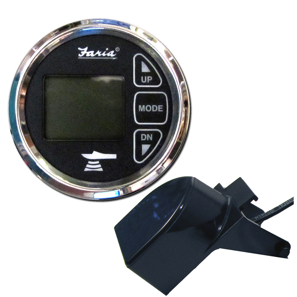 Faria Chesapeake Black 2" Dual Depth & Temp Sounder w/Transom Mount Transducer - 13752, made by Faria Beede Instruments - 13752 Faria Chesapeake Black 2" Dual Depth & Temp Sounder w/Transom Mount Transducer - 13752, made by Faria Beede Instruments - 13752