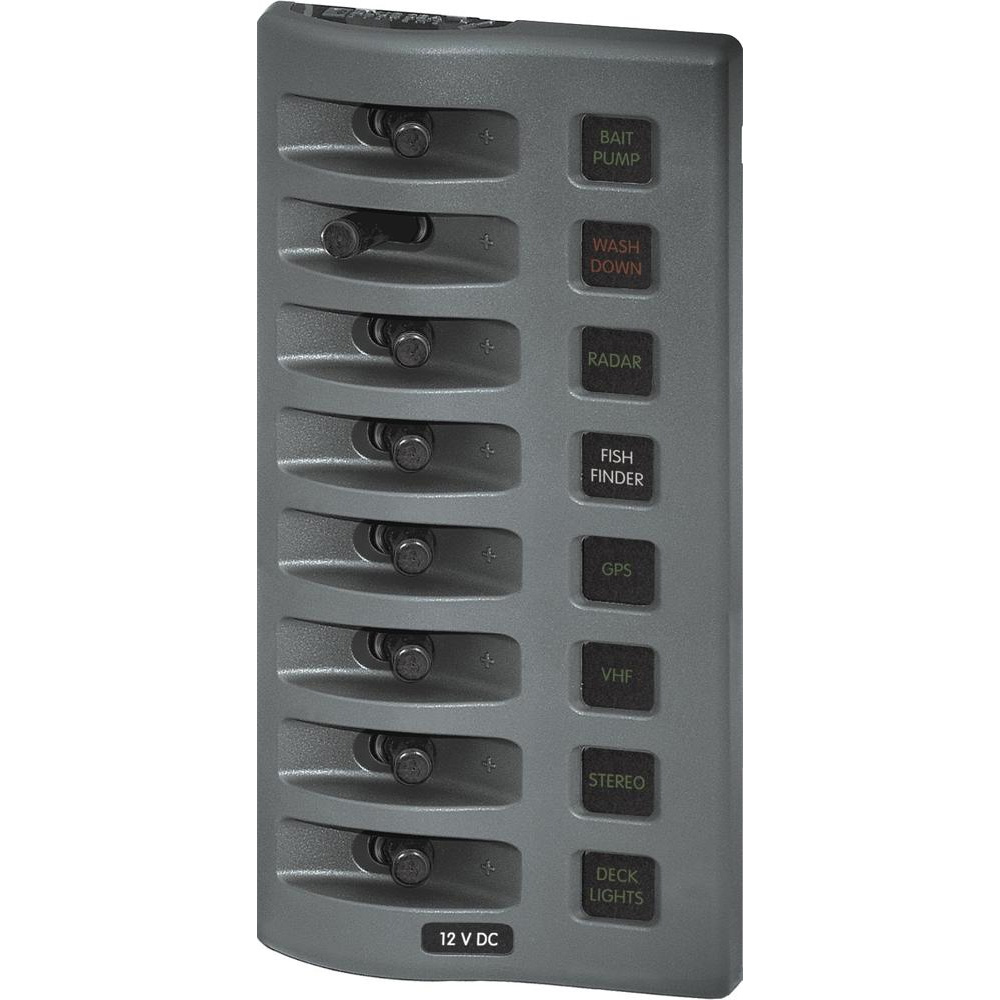 Blue Sea 4308 WeatherDeck Water Resistant Fuse Panel - 8 Position - Grey - 4308, made by Blue Sea Systems - 4308 Blue Sea 4308 WeatherDeck Water Resistant Fuse Panel - 8 Position - Grey - 4308, made by Blue Sea Systems - 4308