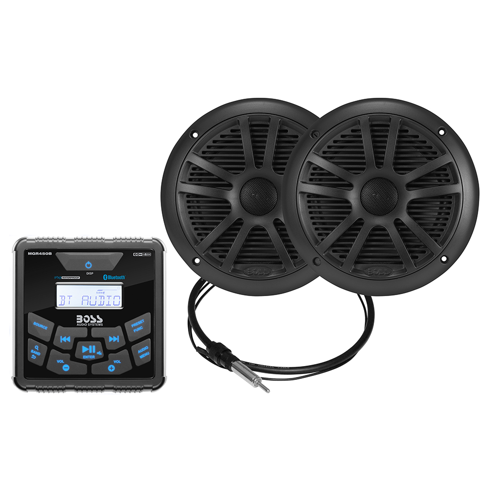 Boss Audio MCKGB450B.6 Marine Stereo & 6.5" Speaker Kit - Black - MCKGB450B.6, made by Boss Audio - MCKGB450B.6