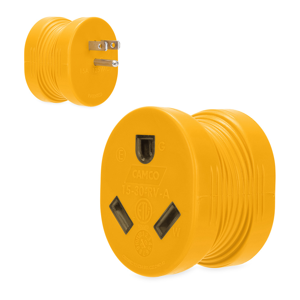 Camco Power Grip RV Adapter - 15Amp Male/30Amp Female - 55223 Camco 55223 Camco Power Grip RV Adapter - 15Amp Male/30Amp Female - 55223 Camco 55223